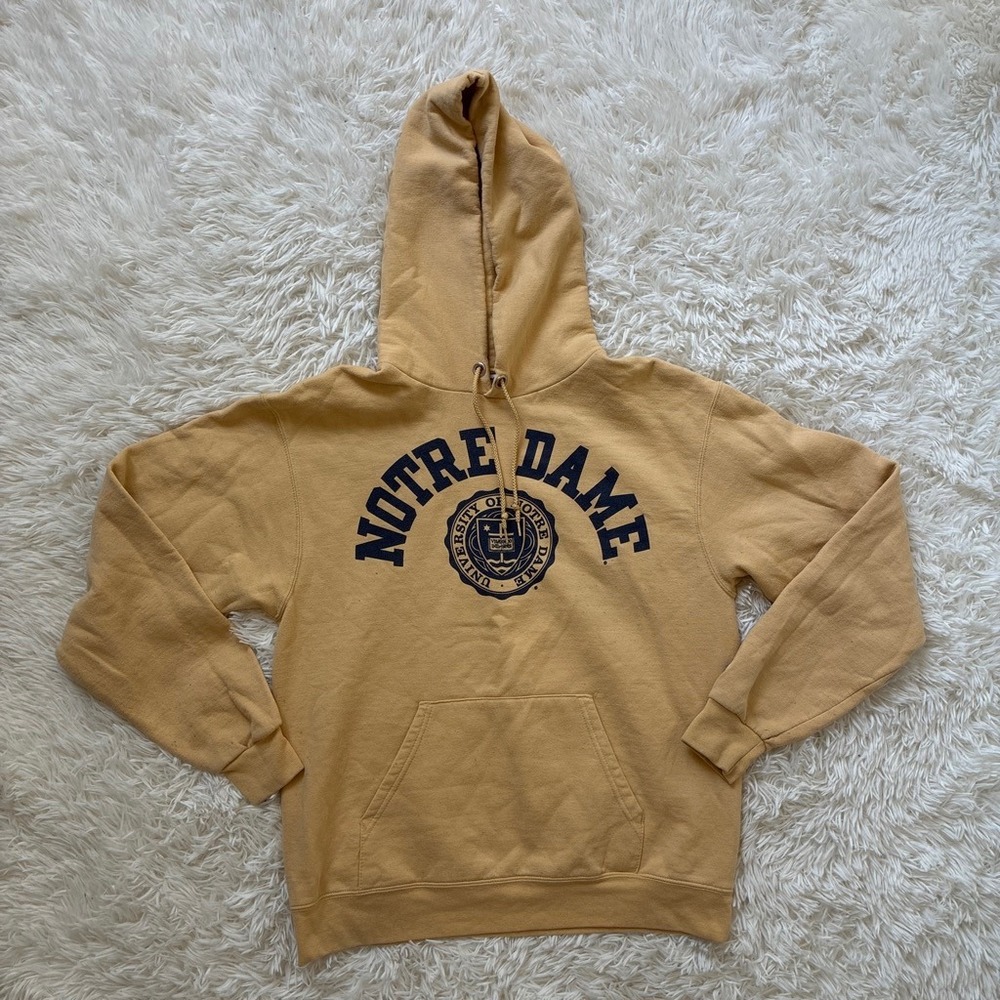 Champion Notre Dame Hoodie Mens Medium Mustard Pullover Sweatshirt Size L